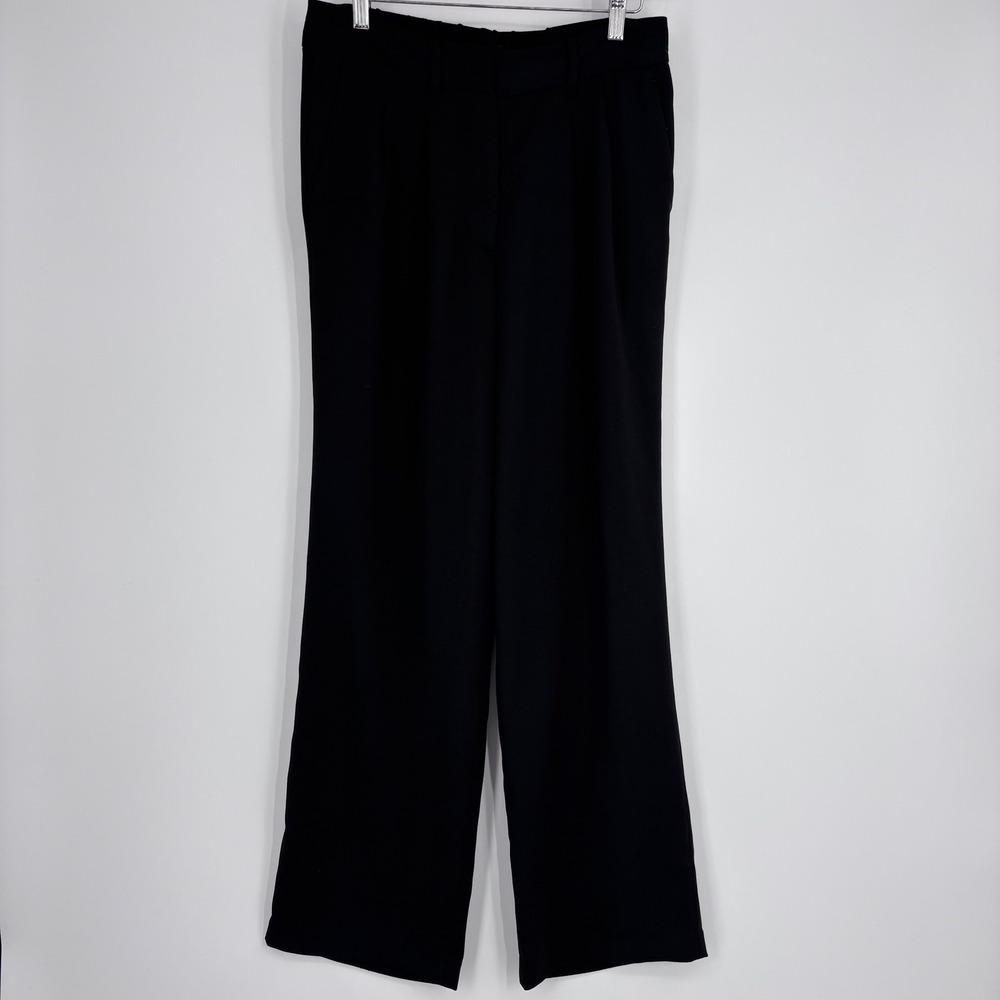 Quince Stretch Crepe Pleated Wide Leg Pant‎ Womens 6 Black Career Professional